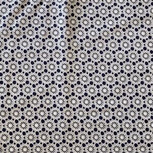 Navy Blue and White Geometrical Floral Cotton Fabric